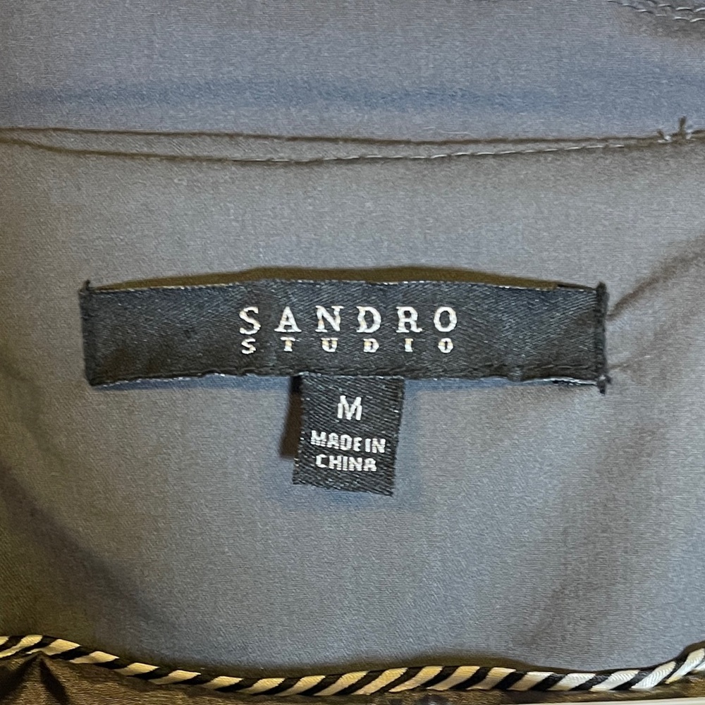Sandro Charcoal Gray Ruffled Tie‎ Waist Jacket M - Picture 2 of 12